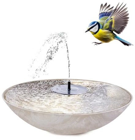 matches21 HOME & HOBBY Solar Springbrunnen Set Outdoor - 45 cm Sandschale beige als Gartenbrunnen