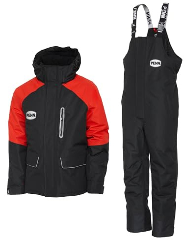 Penn Fierce Thermo Suit Fiery Red/Ink, Stormproof, Windproof, Waterproof, Thermal Sea Fiishing Suit, Size 2XL.