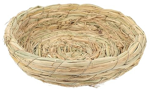 Toddmomy Woven Straw Bird Nest for Breeding Parrot Pigeon Dove and Rabbit Cage Accessory 8.26 Inch Natural Handmade Straw Nest Bowl