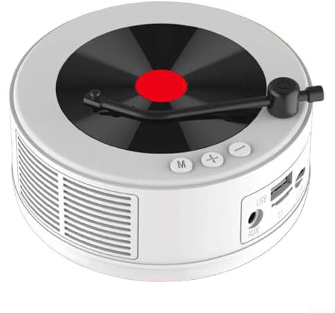 Niceminiwall Reproductor de CD de radio FM, altavoz inalámbrico, batería de larga duración de 1500 mAh, soporte de múltiples formatos, color blanco