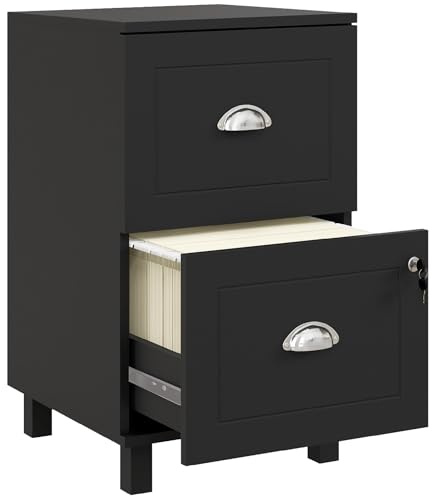 HOMCOM Armoire à tiroirs de Bureau Armoire à dossiers avec 2 tiroirs à tiroirs de Bureau avec serrures à dossiers Suspendus pour A4 et Letter 40x41,5x67,5 cm Noir