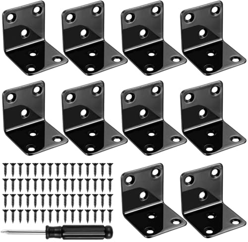 runxsam 10 pcs équerres métal 90° 40×40 mm noires, charge lourde