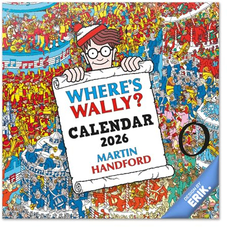 Grupo Erik Calendario 2026 pared Donde esta Wally? - Almanaque pared 2026 : Planificador mensual Con espacio para Anotar, Ilustraciones y Fácil de colgar (30x30cm)