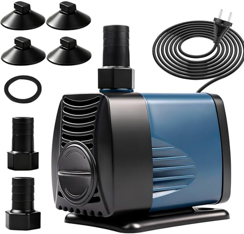 VIFERR Minivattenpump, 40 W fontänpump, tyst amfibisk akvariepump 3 000 L/h, liten dränkbar pump för dammar, fontäner, statyer, hydroponi