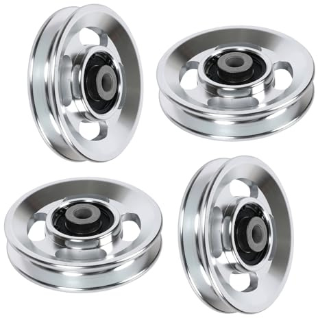 Inscrip 90mm Gym Pulley Wheel, 4Pc Aluminium Alloy Universal Bearing Pulleys for Cable Machine Fitness Equipment, Home Gym Bearing Pulleys Attachments Exercise Strength Training Accessory