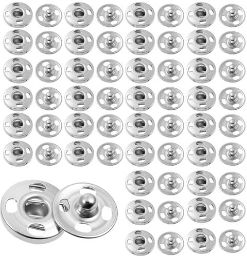TIESOME 100 Pcs Metal Snap Buttons, Sew On Snap Fasteners 8.5mm (0.33 Inch)