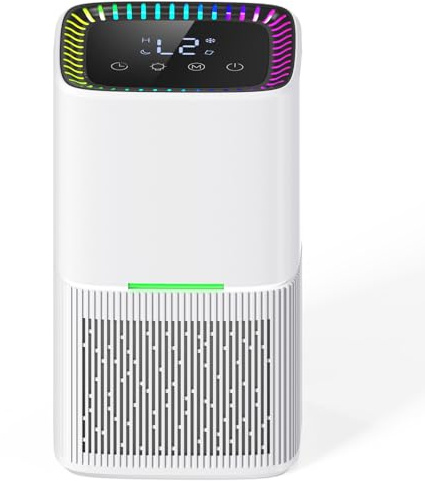 Mögelfri luftfuktare, 1800 ml, avfuktare med automatisk avfrostning, timer, 7 färgade lysdioder, för bad, sovrum, skåp, 635 ml/dag
