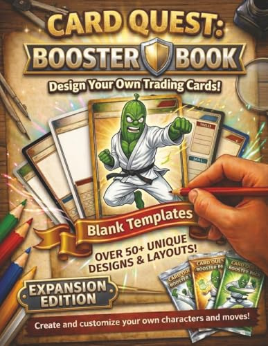 CARD QUEST: Design Your Own Trading Cards - Blank Template Booster Pack!: 50+ Unique Blank Trading Card Templates — Design & Draw Your Own Trading ... Sketch Book for Kids, Teens & Adults 8.5X11