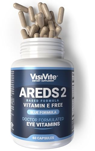AREDS 2 Eye Vitamins - VisiVite Vitamins for Eye Health Without Vitamin E - Eye Vitamins for Seniors - Lutein and Zeaxanthin Supplements - 60 Capsules