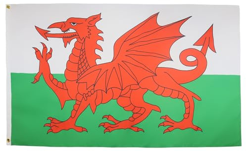 AZ FLAG - Bandera Gales - 150x90 cm - Bandera Galesa 100% Poliéster ligero Con Ojales de Metal integrados - 80g