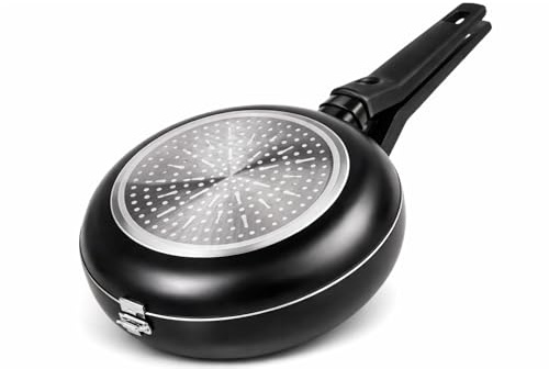 LS Kitchen - Omelette Pan - 24cm Double Omelette Pan for Induction, Electric and Gas Hobs - Non Stick Coating - 20 cm