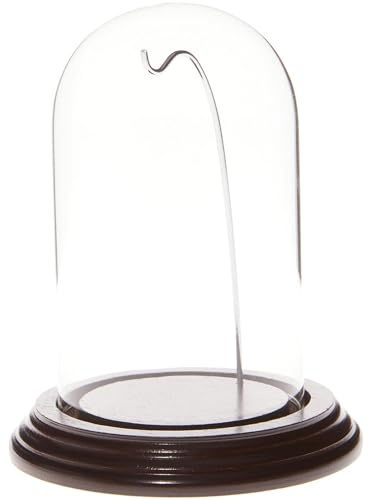 Plymor 3 x 5 Watch Glass Display Dome Cloche (Dark Mahogany Veneer Base & Silver Wire)