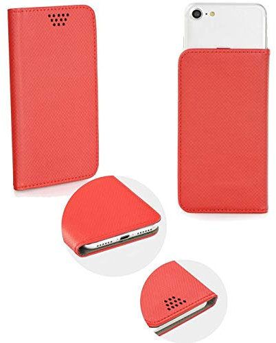 Supercase24 Book Case für Gigaset GS195 Klapp Cover Schutzhülle Etui Handytasche Flip mit Smart Magnet in rot