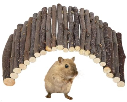 Hamster Brücke Holzleiter Brücke Kleintier Weidenbrücke Holzbrücke für Kleintiere Meerschweinchen Chinchilla Frettchen Kaninchen[S] Spielzeug