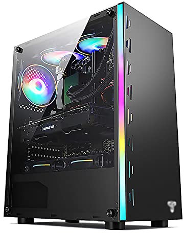Caja De Juegos ATX - Micro ATX PC Funda/ATX Caja De La Computadora - Torre Media - Vidrio Acrílico - Ventilador Y Agua De Enfriamiento (Color : Black)