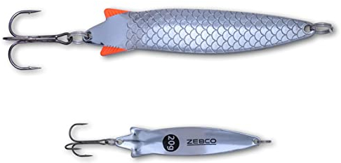 Zebco Premium Trophy Z-Spoony Blinker Fishing Lure Snake Bait with Treble Fishing Hooks Predatory Fish Spoons Fishing Accessories, Silver, 15g