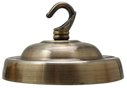LEDSone Piastra vintage con gancio a rosetta singola per lampadario, 105 mm, in metallo anticato, con accessori (ottone verde)