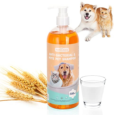 Nobleza Hypoallergenic Dog Shampoo for Sensitive and Itchy Skin - Professional Pet Grooming, Flea Treatment with Milk and Oat Fragrance - 500ml