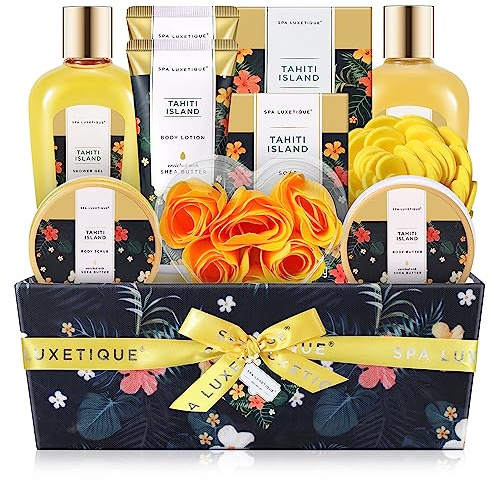 Spa Luxetique Cadeau Anniversaire Femme,12 Coffret Cadeau Femme avec huile essentielle de Tahiti, Coffret Beauté Soin Bain Femmes, Cadeau Fête des Mère, Cadeaux Saint Valentin Noël pour Maman,Elle