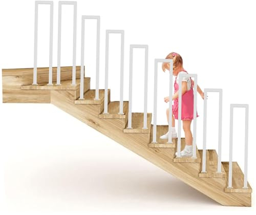 Ogimeka Barandilla en Forma de U para Escalera Interior y Exterior - Pasamanos para Villas, Balcones, Pasillos, Apartamentos (55x20cm, Blanco)