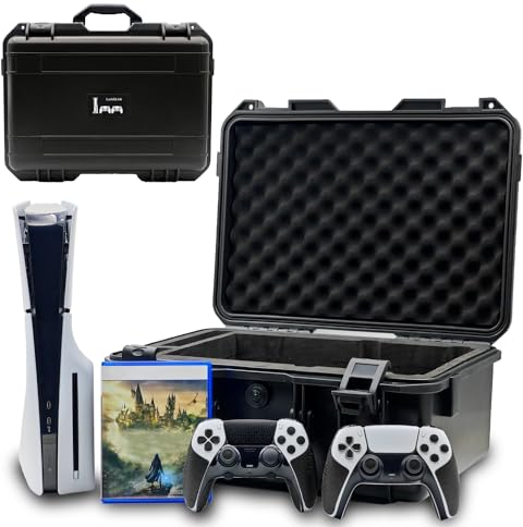 Luck&Link Tasche für PS5 Slim,Hard Shell Reisetasche Kompatibel mit Playstation 5 Slim Konsole, Controllern, PS5 Slim Tragetasche Schaumstoff für Standard und Digital Editions (for PS5 Slim (2023)