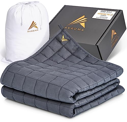 Akroma Premium Gewichtsdecke 155x220cm 12KG – Anti Stress Therapiedecke - Schwere Bettdecke zum Besser schlafen – Entspannungsdecke gegen Schlafstörung - 100% Baumwolle (OekoTex) - Weighted Blanket