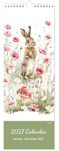 Calendar 2027 Slim, 12 Month Wall Calendar 2027 with wildlife Illusions