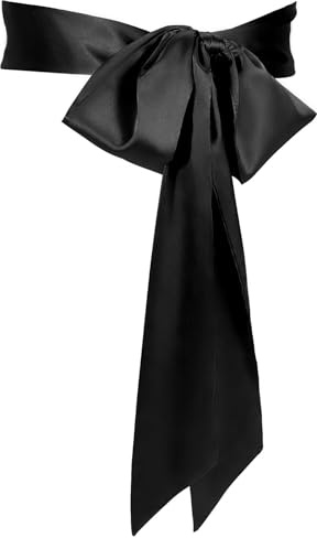 VONMELLI Cintura Donna Da Sposa Matrimonio Cinture in Raso Elegante per Abito Da Sera, Lunga in Vita per Occasioni Speciali 9.5 CM Larghezza Nero