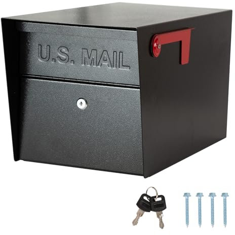 Large Locking Mailbox for Outside, RAINHOL All-Metal Modern Security Mailbox with 2 Keys, 21 x 11.2 x 10.5, Black