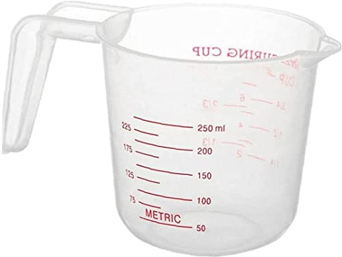 Plastic Measuring Cup with Scale Handle 250ML Transparent Measuring Cups Nesting Stackable Container for Liquids Dry Solid Professional Process