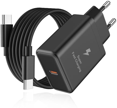 Caricatore USB C per Samsung- 45W USBC Caricabatterie Alimentatore Presa Spina Carica Tipo C Ricarica Adattatore Galaxy S25 S24 S23 S23+ /S23 Ultra /S22/S21/S20/Note20/A73/A53/S10 con 2M Cavo Poamnfn