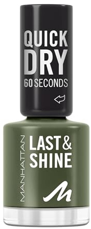 MANHATTAN Last & Shine schnelltrocknender Nail Polish, veganer & tierversuchsfreier Nagellack, langanhaltend, ultraglänzendes Finish, 8ml, Fb. 980 Crazy About Cargo