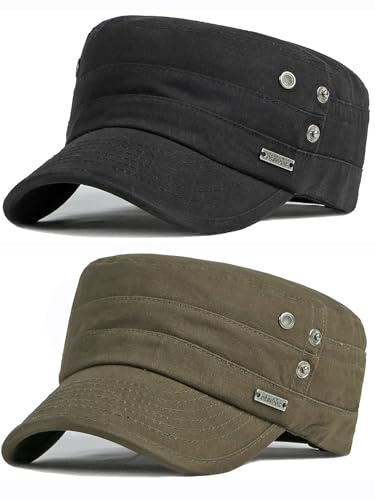BABAHU Men's Cotton Military Caps Cadet Army Caps Adjustable Basic Baseball Hat