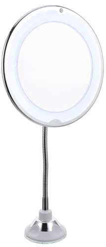 PRETYZOOM Sminkspegel med 10 x förstoring LED-ljus sugkopp 360° vridbar sminkspegel för ögonmakeup badrum och bord