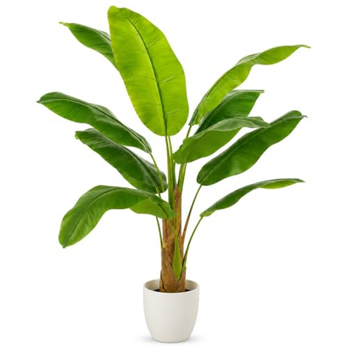 edihome, Planta Artificial Grande, Platanera 120 cm con Tronco Real y Natural – Decorativas, Árbol, Decoración para Interior, Oficina, Hogar, Hoteles y Eventos – Planta Realista (Platanera, 120)
