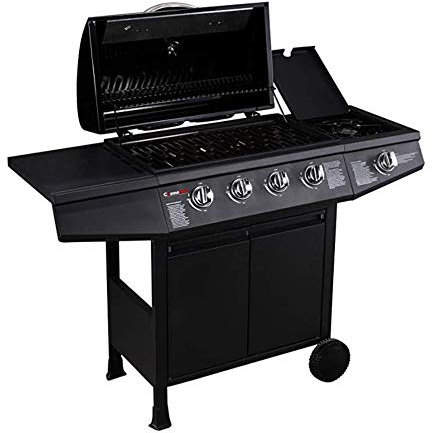 CosmoGrill Barbacoa de gas serie 4+1 con quemador de barbacoa lateral y almacenamiento (4+1 barbacoa)