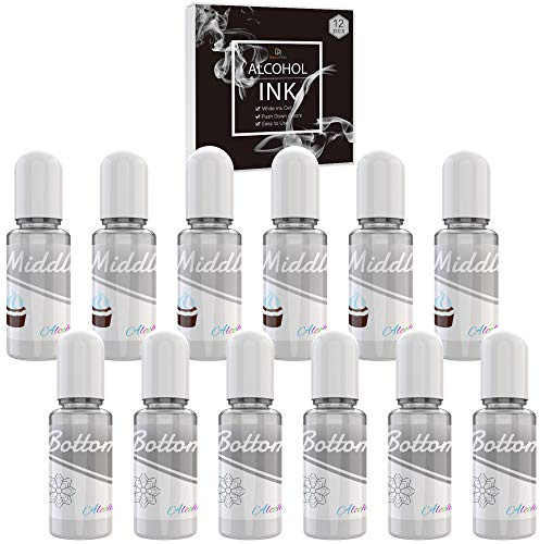 White Alcohol Ink Set - 120ml 2 Type Color for Resin Petri Dish Making, Epoxy Painting, Yupo Creations - Paint Dye for Art, Tumbler - 4 Ounce