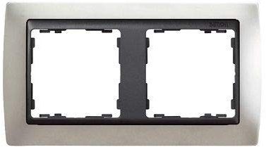 CABLEPELADO Marco compacto para 2 elementos Simon 82 | Marco de 2 elementos y bastidores | ‎‎82824-33 | Apto para superficie y empotrar | Dimensiones: 158x89 mm | Color Aluminio mate