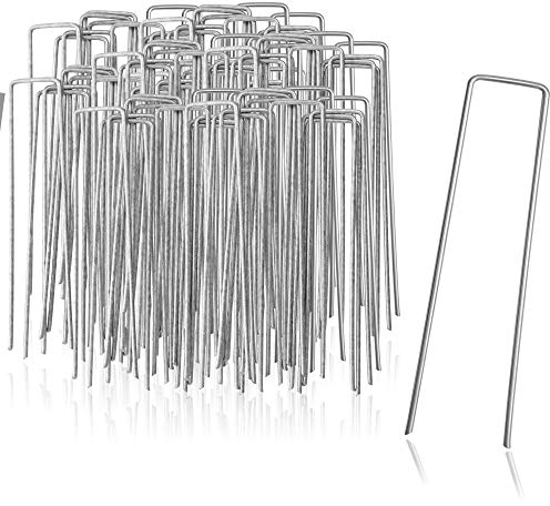 com-four® 100x Erdanker 150x25x3mm aus beschichtetem Stahl - robuste Erdnägel zur Befestigung von Unkrautvlies und Folien - Bodenanker für Garten und Camping - eckig (100 Stück - 150x25x3mm)