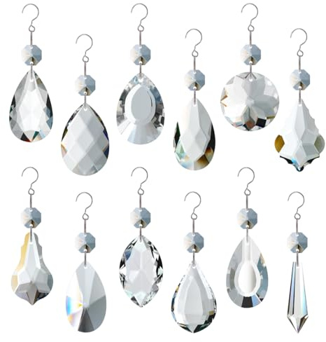 GOLDENHAITAI Lot de 12 prismes de lustre en cristal arc-en-ciel à suspendre pour fenêtre, décoration de la maison