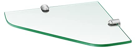 S'AFIELINA Glasregal Duschablage Glas Eckregal 6mm Hartglas Glasablage Dusche Glas Ablage für Badezimmer Dusche Ablage 23cm x 23cm (1 Stück)