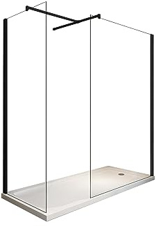 Doppia Parete Doccia Walk-in Con Braccio A T Vetro 8 mm Reversibile, Telaio Nero Opaco, 80X100 CM (TWALKINBLACK80X100)