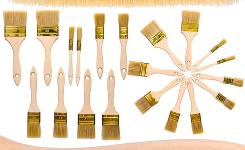 ToolSpace - Set de Pinceaux Plats - 12/25/36/50/63 mm - Brosse Plats de différentes Tailles pour Peindre, pour Peintres à Domicile et Professionnels, Pinceaux en Poils Naturels pour Bricolage