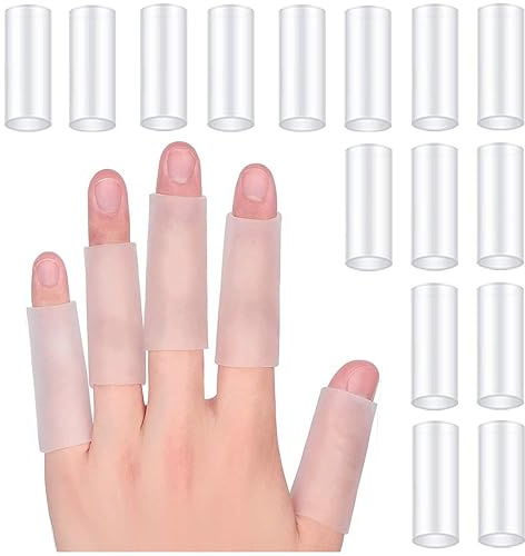 Glixoft 20pcs Silicone Finger Sleeves Gel Finger Sleeve Protectors for Arthritis Finger Pain Gel Finger Cots Sleeves Relief From Pain of Finger Tips