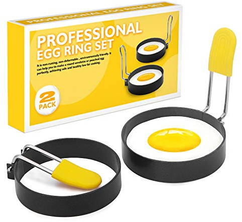 Ceeyoll 2 Pezzi Stampo Pancake Antiaderenti Fornito Con Manico e Spazzola Stampo per pancake Per Uova Fritte Pancake, Biscotti Stampi Pancake Antiaderenti