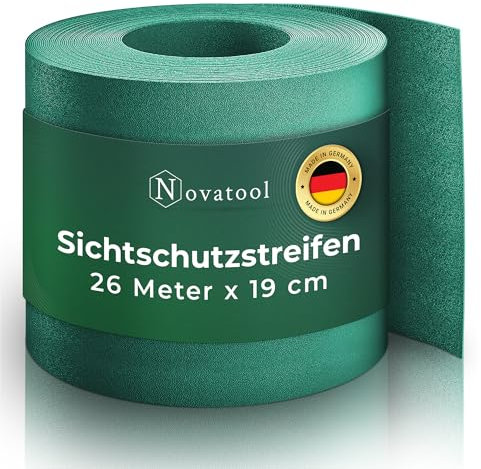 Novatool Premium PP 26 m striscia frangivista per recinzione a doppia asta, verde per 10 file, 1,1 mm, extra stabile, resistente ai raggi UV, recinzione in metallo