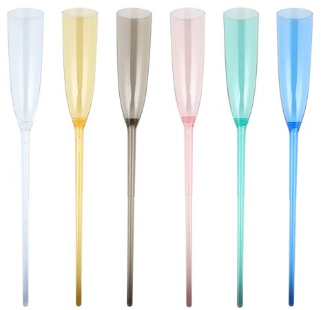 Flearitzo Juego de 6 Copas Flotantes - Copas de Champán Flotantes - Copas de Champán de Acrílico irrompibles - Copas de Fiesta sin Fondo con Pera para Piscina, Jardín y Playa