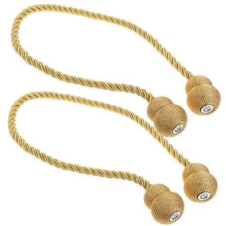 HOLIDYOYO 2pcs Magnetic Curtain Tiebacks Gourd-shaped Holdbacks for Curtains Easy to Use Decorative Clasp for Home Office and Hotel Gold