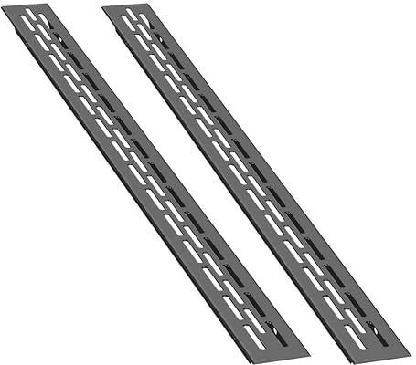 sossai® ventilationsgaller i aluminium - Alucratis (2 stycke) | Rektangulär - mått: 37,5 x 2,4 cm | Färg: Svart | Pulverlackerad