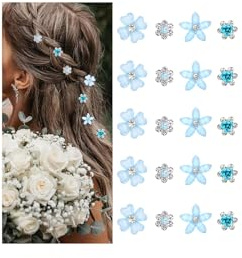 Mezrkuwr 20 fermagli per capelli a forma di fiore, mini fermagli per capelli da donna, in metallo, per matrimonio, per ragazze (4 motivi floreali)